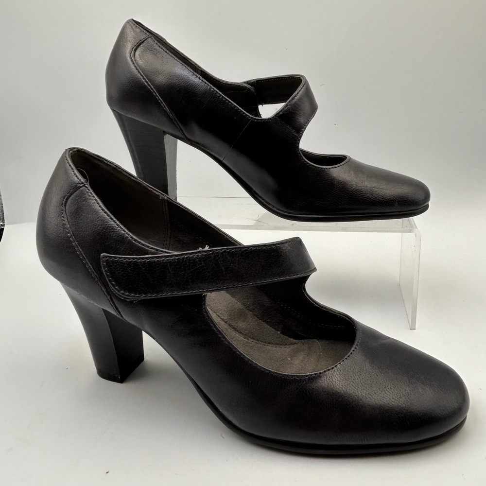Aerosoles Domino Mary Jane Pump Women 7 Black Leather Heel Rest Office Career